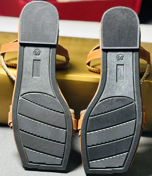 Brown fancy 2 tone diamond slipper - MAVI