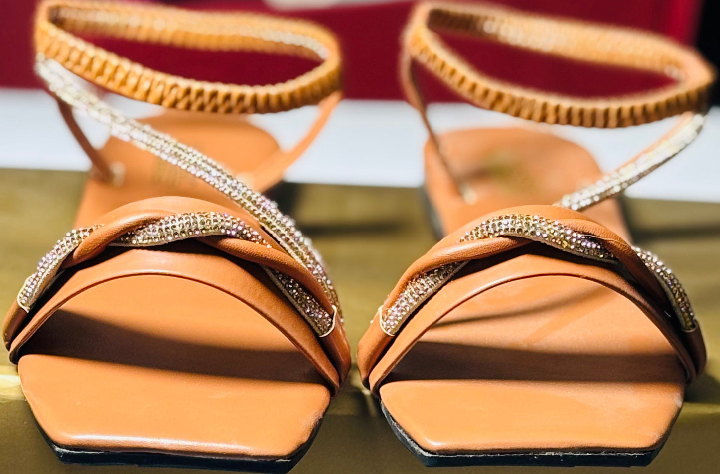 Brown fancy 2 tone diamond slipper - MAVI