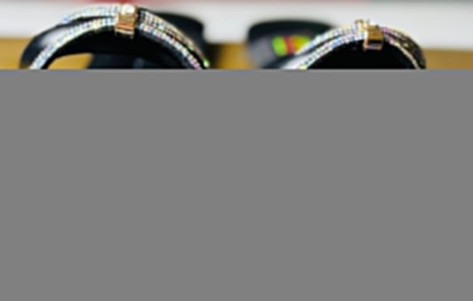 Black Multi Layer Diamond Slipper - MAVI