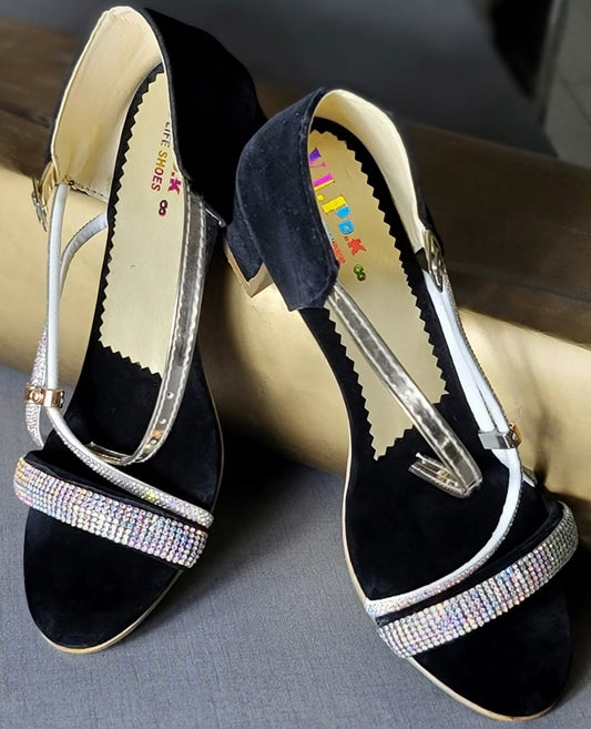 luxurious black velvet diamond heel. Mavi Pakistan