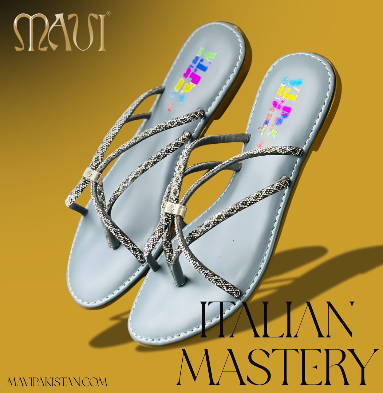 Multi Diamond Blue slipper  - MAVI