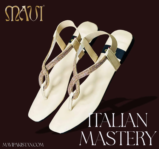 round luxury creamy slippers - MAVI